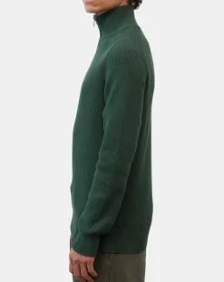 Pull côtelé en Coton & Laine vert