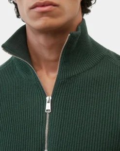 Pull côtelé en Coton & Laine vert