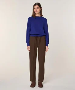 Pull Déborah 100% laine col bicolore bleu océan