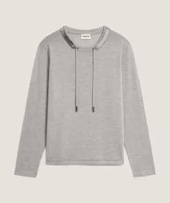 Pull Destin 100% Laine Col Satin gris clair