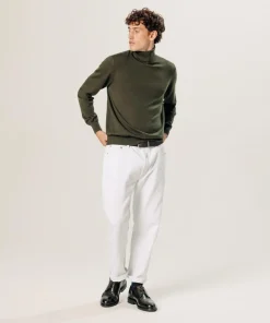 Pull Edmond 100% laine col rond vert kaki