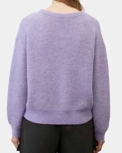 Pull en Alpaga & Laine mélangés gaufré violet clair