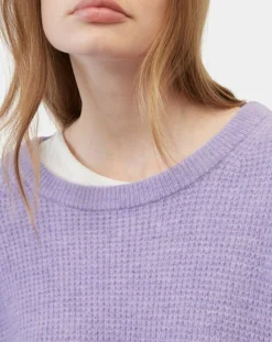 Pull en Alpaga & Laine mélangés gaufré violet clair