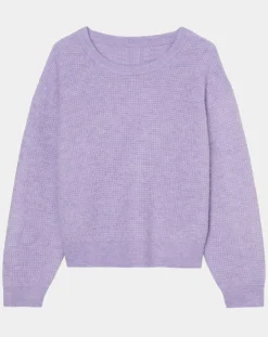 Pull en Alpaga & Laine mélangés gaufré violet clair