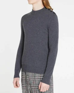 Pull en Cachemire & Laine Mesailor col rond gris foncé