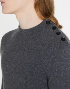 Pull en Cachemire & Laine Mesailor col rond gris foncé