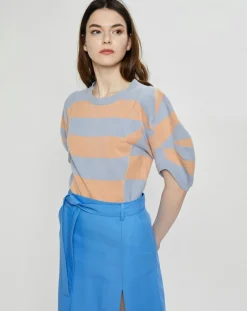 Pull en Cachemire & Laine Jumper rayé bleu/orange
