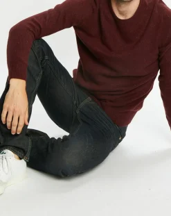 Pull en Cachemire & Laine Meps col rond bordeaux chiné