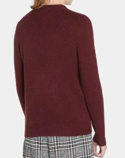 Pull en Cachemire & Laine Meps col rond bordeaux chiné
