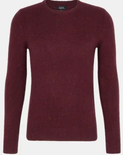 Pull en Cachemire & Laine Meps col rond bordeaux chiné