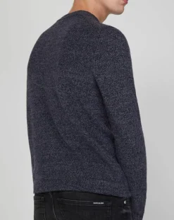 Pull en Cachemire & Laine Begood col rond bleu marine