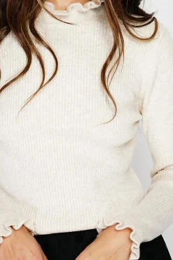 Pull en Cachemire & Soie mélangés col montant crème