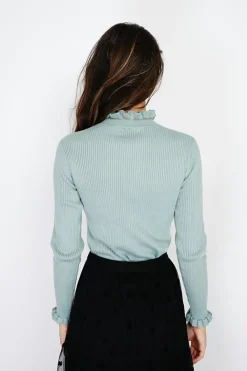 Pull en Cachemire & Soie mélangés col montant jade