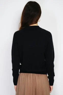 Pull en Cachemire mélangé boutons fantaisie noir