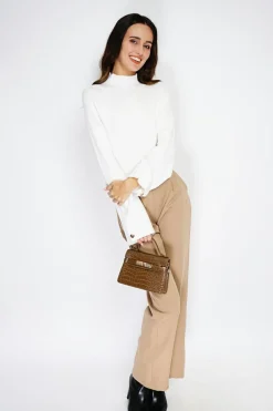 Pull en Cachemire mélangé col montant naturel