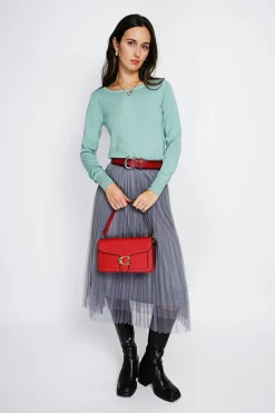 Pull en Cachemire mélangé col rond jade