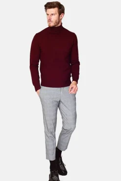 Pull en Cachemire mélangé col roulé bordeaux