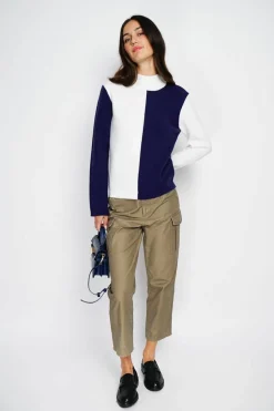 Pull en Cachemire mélangé col montant naturel/nuit