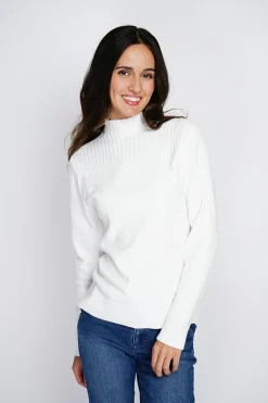 Pull en Cachemire mélangé col montant naturel