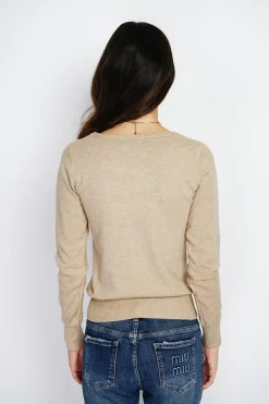 Pull en Cachemire mélangé col rond camel