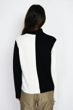 Pull en Cachemire mélangé col montant naturel/noit