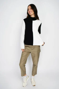 Pull en Cachemire mélangé col montant naturel/noit