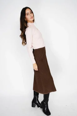 Pull en Cachemire mélangé col montant rose