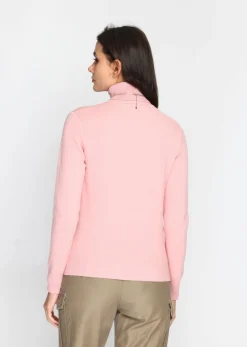 Pull en Cachemire mélangé col roulé fourré thermique rose