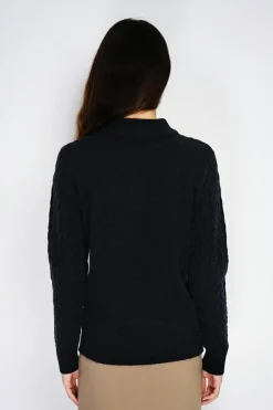 Pull en Cachemire mélangé col boutonné noir