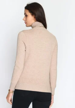 Pull en Cachemire mélangé col roulé fourré thermique camel