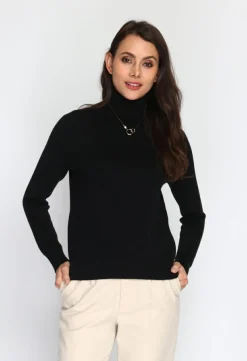 Pull en Cachemire mélangé col roulé fourré thermique noir