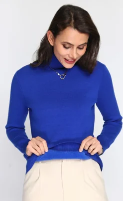 Pull en Cachemire mélangé col roulé fourré thermique royal