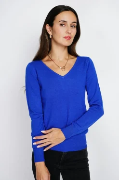 Pull en Cachemire mélangé col V royal