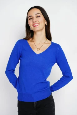 Pull en Cachemire mélangé col V royal