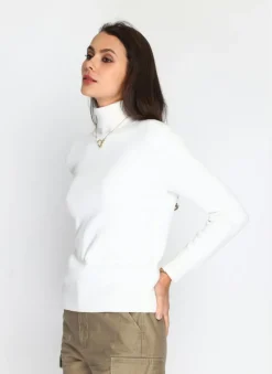 Pull en Cachemire mélangé col roulé fourré thermique naturel