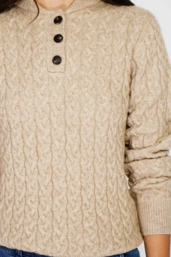 Pull en Cachemire mélangé col boutonné désert