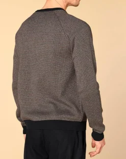 Pull en Cachemire mélangé Isidoro imprimé gris chiné/ marine/piment