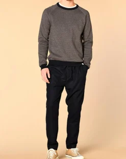 Pull en Cachemire mélangé Isidoro imprimé gris chiné/ marine/piment