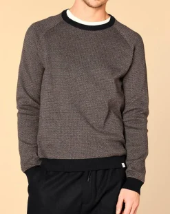 Pull en Cachemire mélangé Isidoro imprimé gris chiné/ marine/piment