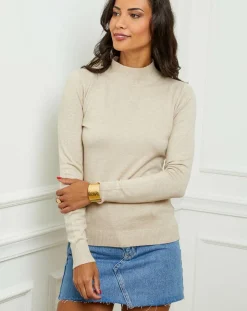 Pull en Cachemire mélangé Jade beige