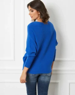 Pull en Cachemire mélangé Lena bleu roi