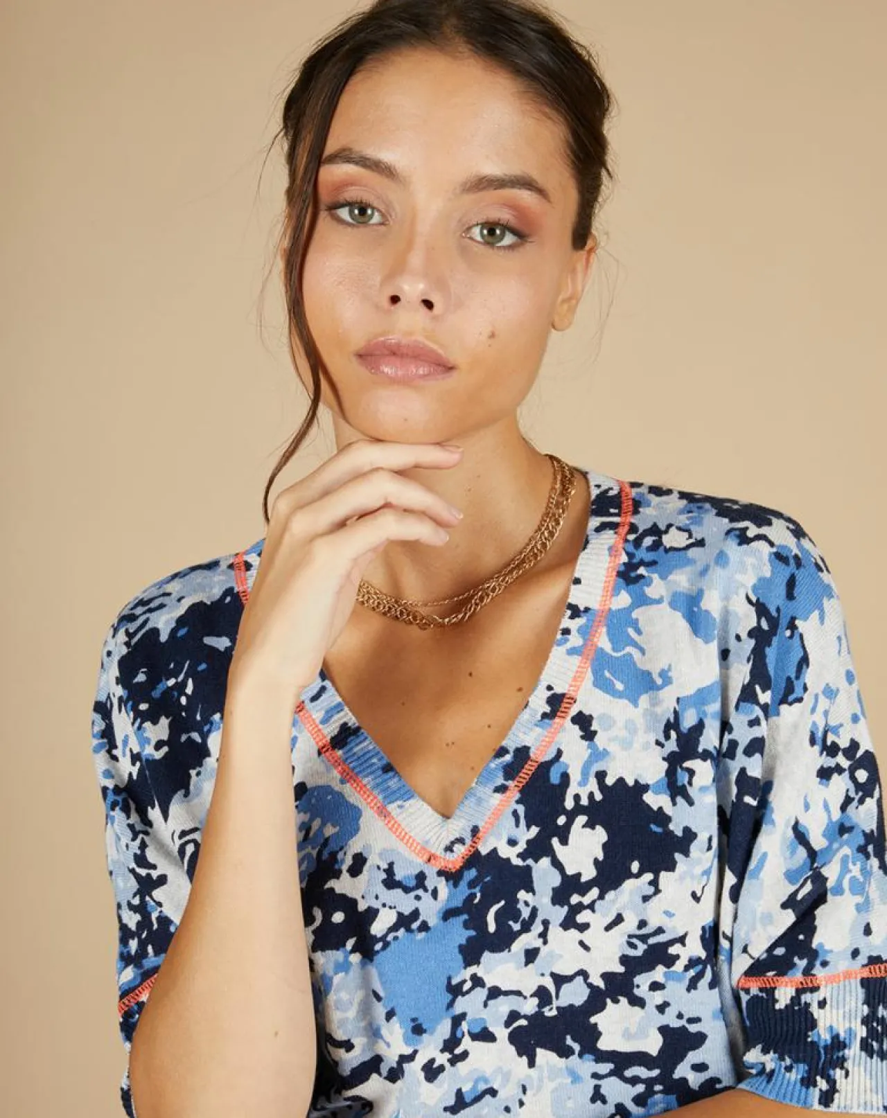 Pull en Coton & Cachemire Maya à motif nuit