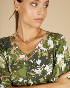 Pull en Coton & Cachemire Maya à motif kaki