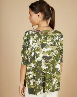 Pull en Coton & Cachemire Maya à motif kaki