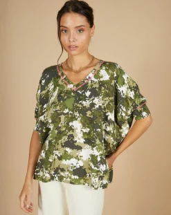 Pull en Coton & Cachemire Maya à motif kaki