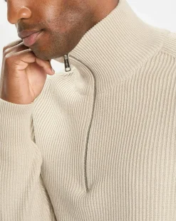 Pull en Coton & Laine côtelé écru