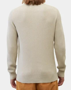 Pull en Coton & Laine côtelé écru