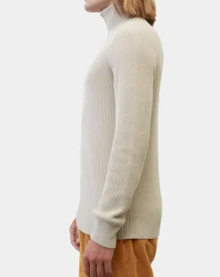 Pull en Coton & Laine côtelé écru