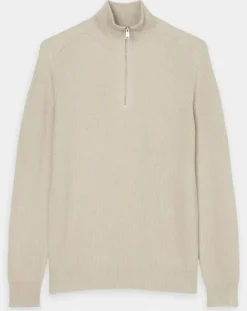 Pull en Coton & Laine côtelé écru