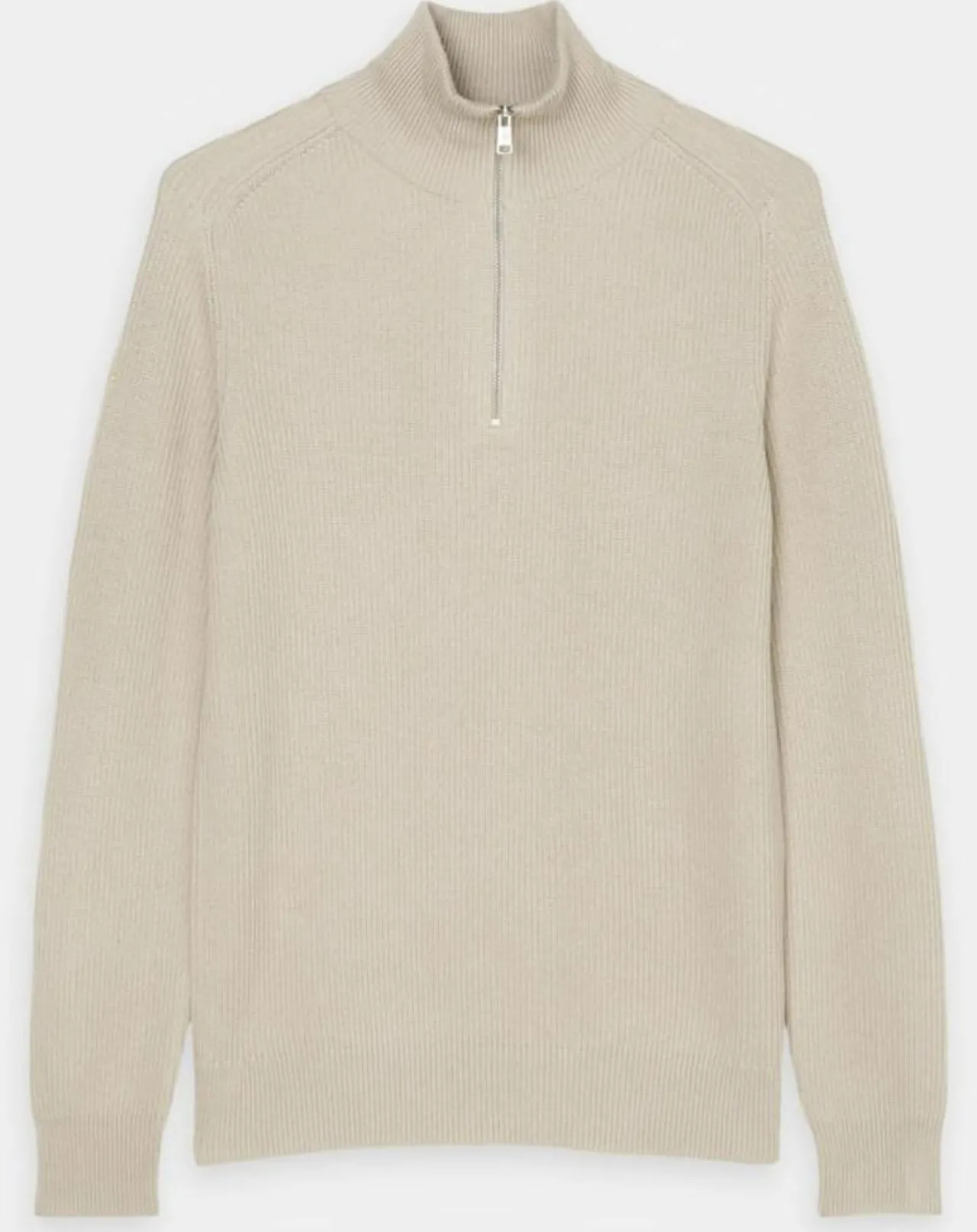 Pull en Coton & Laine côtelé écru